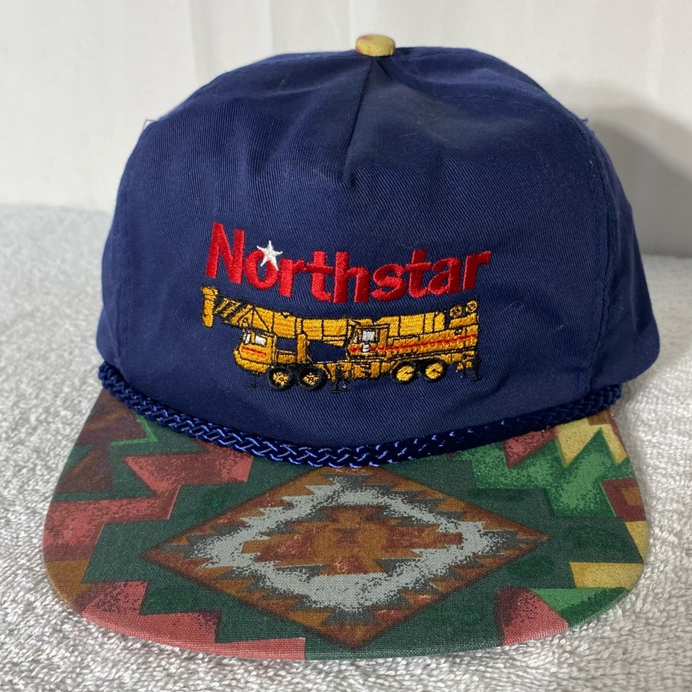 Vintage Blue Embroidered Northstar Southwestern Print Trucker Hat